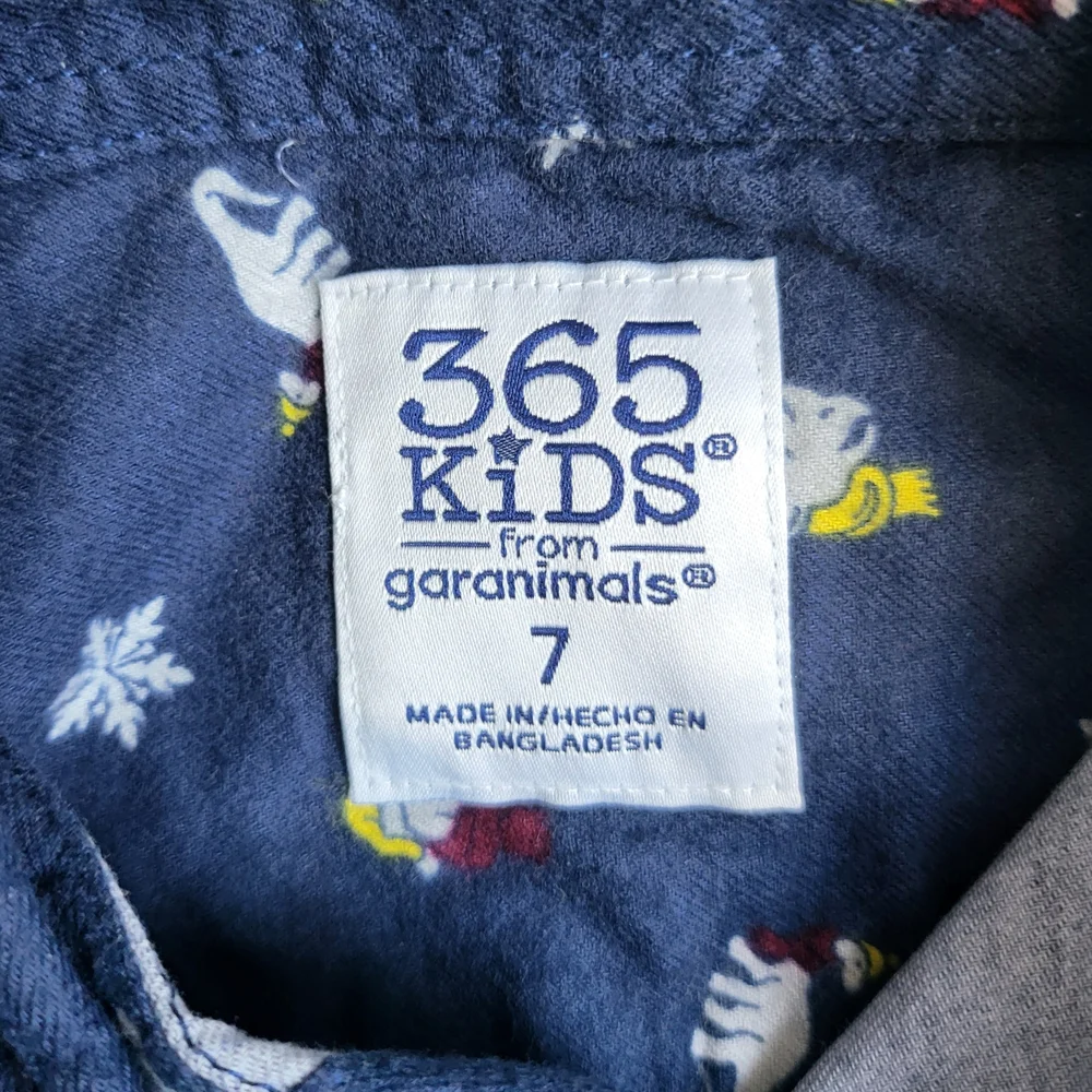 365 Kids Garanimals Boys Navy Dinosaur Pattern Long Sleeve Button Shirt Sz 7 New